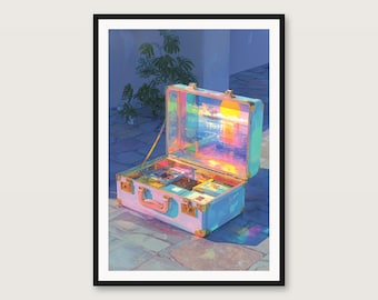 Glowing Suitcase Surreal Art Print | Dreamcore Collage Poster (Digital Download)