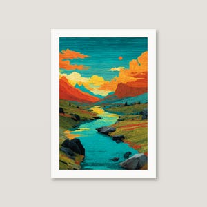 Lámina con paisaje de la costa neón / Arte mural bohemio cósmico y etéreo (descarga digital) imagen 4