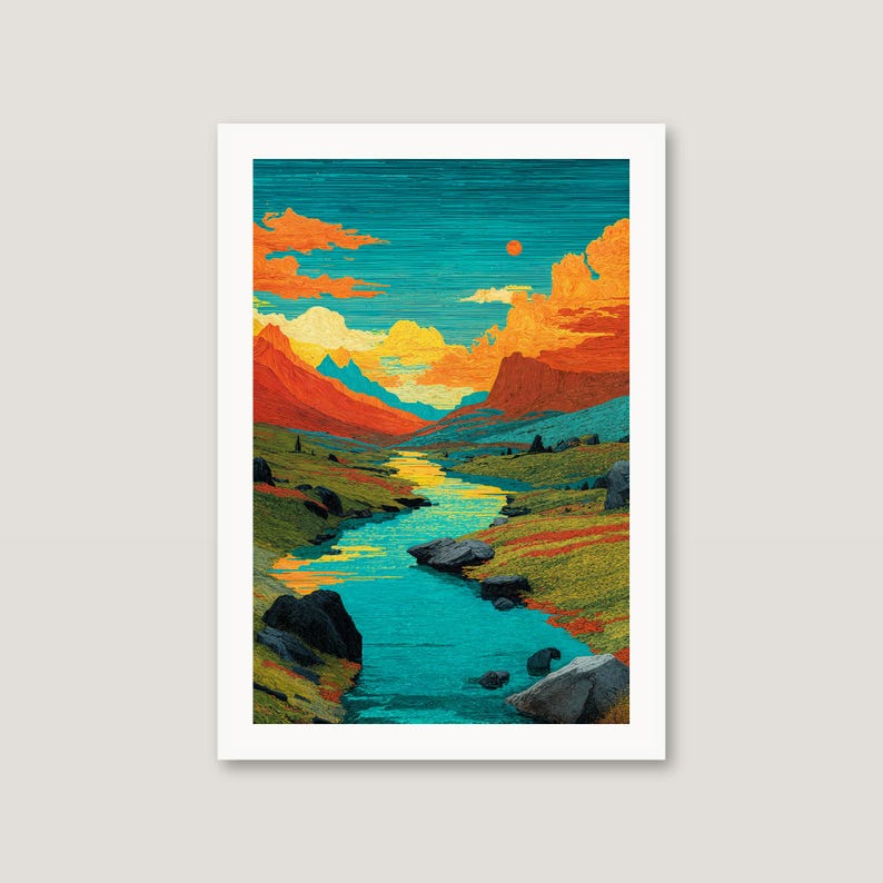 Lámina con paisaje de la costa neón / Arte mural bohemio cósmico y etéreo (descarga digital) imagen 4
