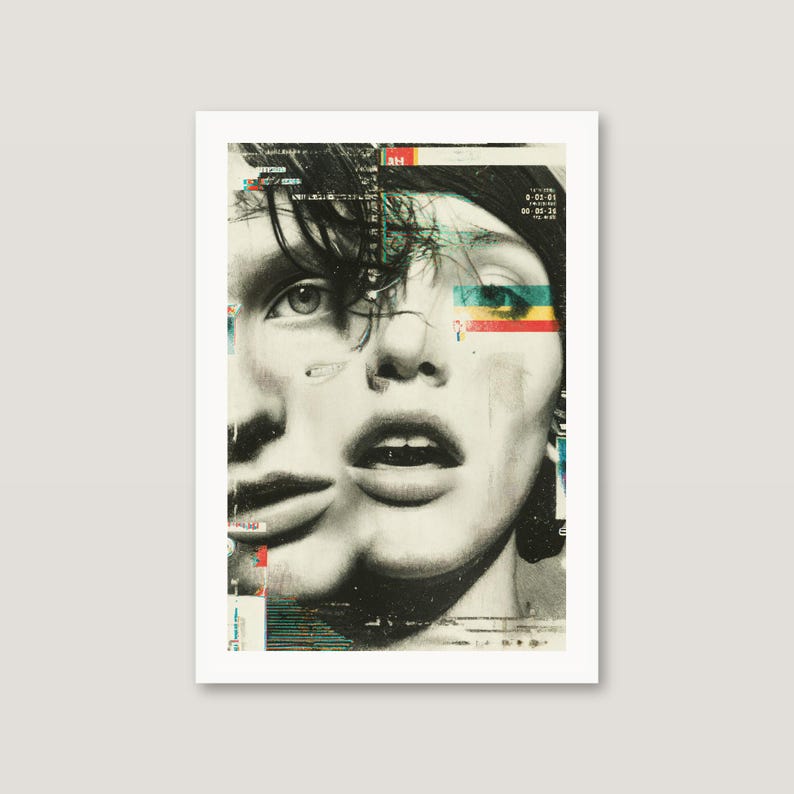 Maximalist Collage Wall Art Set | Panther, Punk Portrait, Neon Botanical Posters (Digital Download) image 5