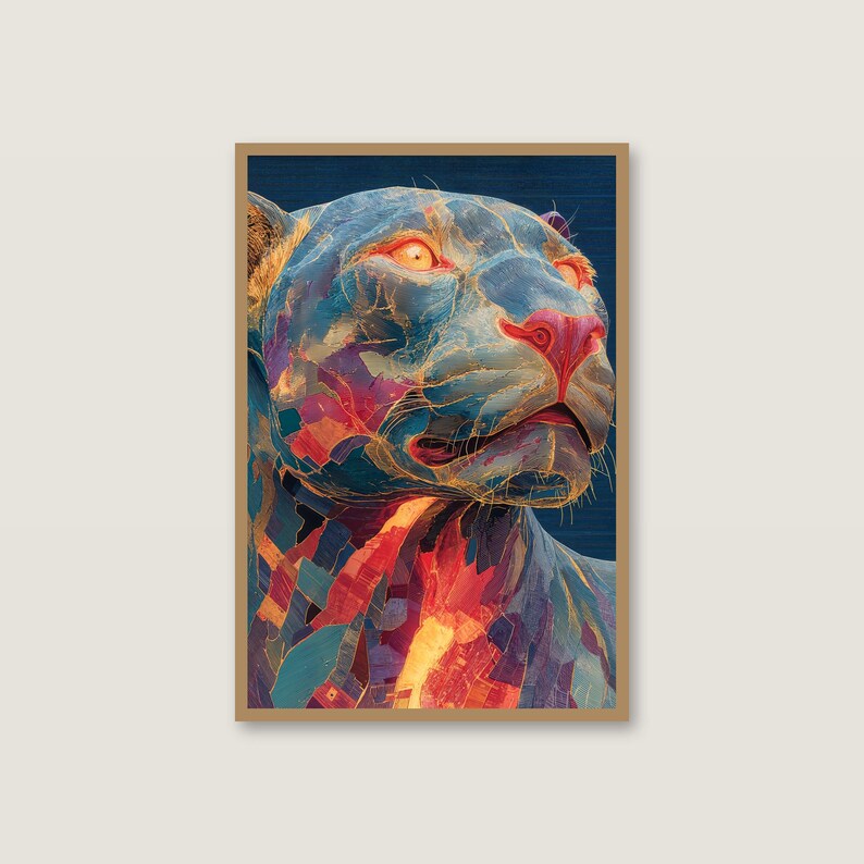Maximalist Collage Wall Art Set | Panther, Punk Portrait, Neon Botanical Posters (Digital Download) image 7