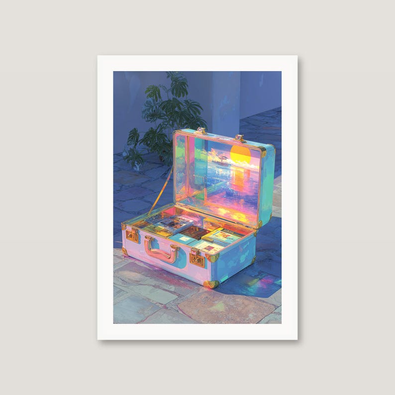 Glowing Suitcase Surreal Art Print | Dreamcore Collage Poster (Digital Download) image 4