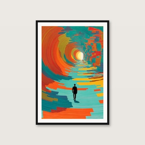 Grafika „Vortex Wanderer” | Kosmiczna surrealistyczna sztuka ścienna, wystrój Boho Gallery (pobranie cyfrowe) zdjęcie 1