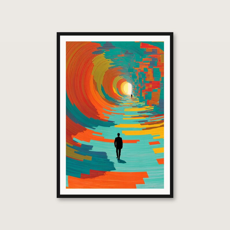 Grafika „Vortex Wanderer” | Kosmiczna surrealistyczna sztuka ścienna, wystrój Boho Gallery (pobranie cyfrowe) zdjęcie 1