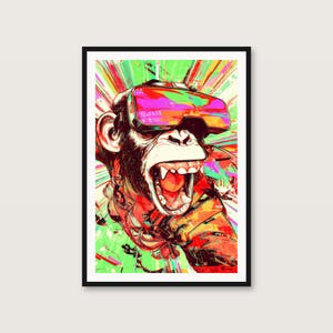 Affiche pop art « Singe hurlant en réalité virtuelle » | Décoration murale humoristique pour gamers (Téléchargement numérique) image 1