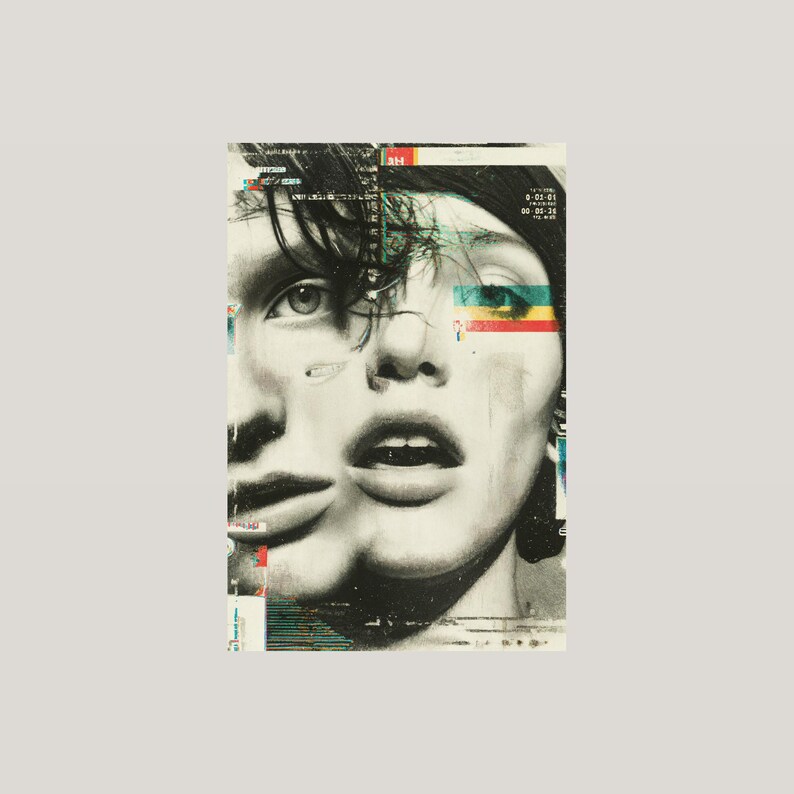 Maximalist Collage Wall Art Set | Panther, Punk Portrait, Neon Botanical Posters (Digital Download) image 4