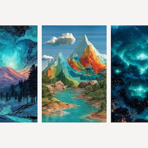 Himmlische Landschaft Kunstdrucke | Cosmic Ethereal Boho Galeriewand Dekor (Digitaler Download) Bild 1