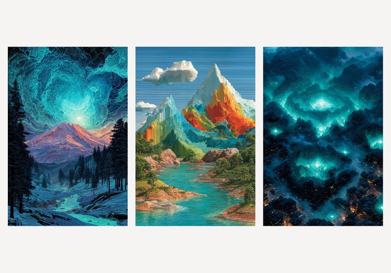 Himmlische Landschaft Kunstdrucke | Cosmic Ethereal Boho Galeriewand Dekor (Digitaler Download) Bild 1