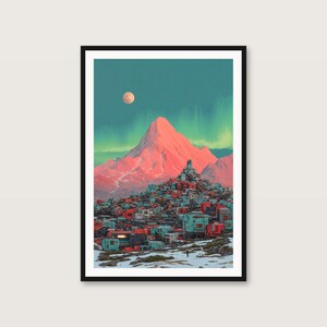 Ensemble d'affiches murales rétro-futuristes | Montagne, astronaute, oiseau mécanique (Téléchargement numérique) image 2
