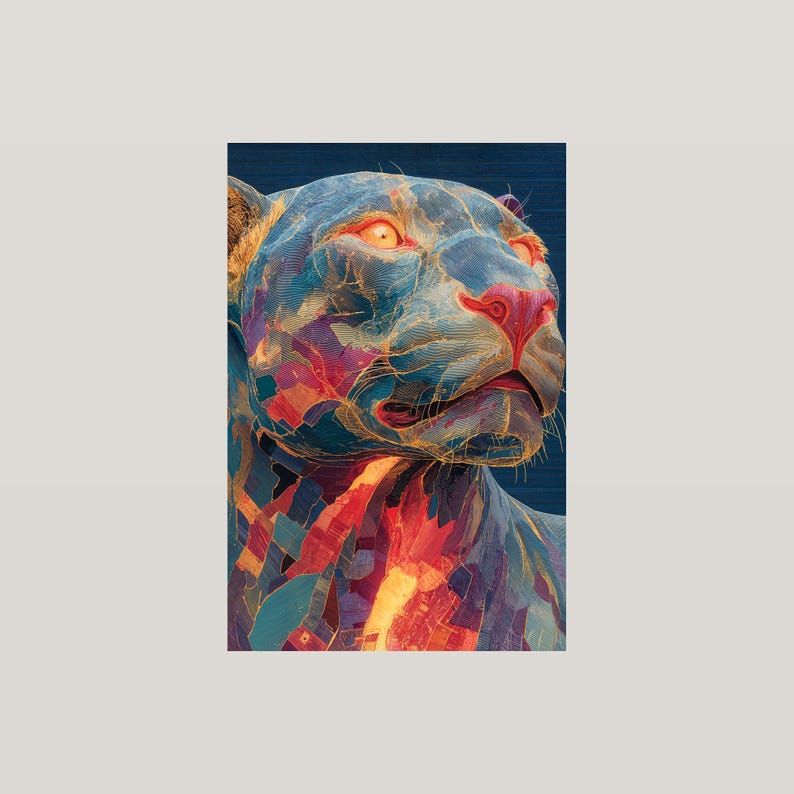 Maximalist Collage Wall Art Set | Panther, Punk Portrait, Neon Botanical Posters (Digital Download) image 8
