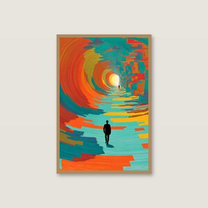 Grafika „Vortex Wanderer” | Kosmiczna surrealistyczna sztuka ścienna, wystrój Boho Gallery (pobranie cyfrowe) zdjęcie 2
