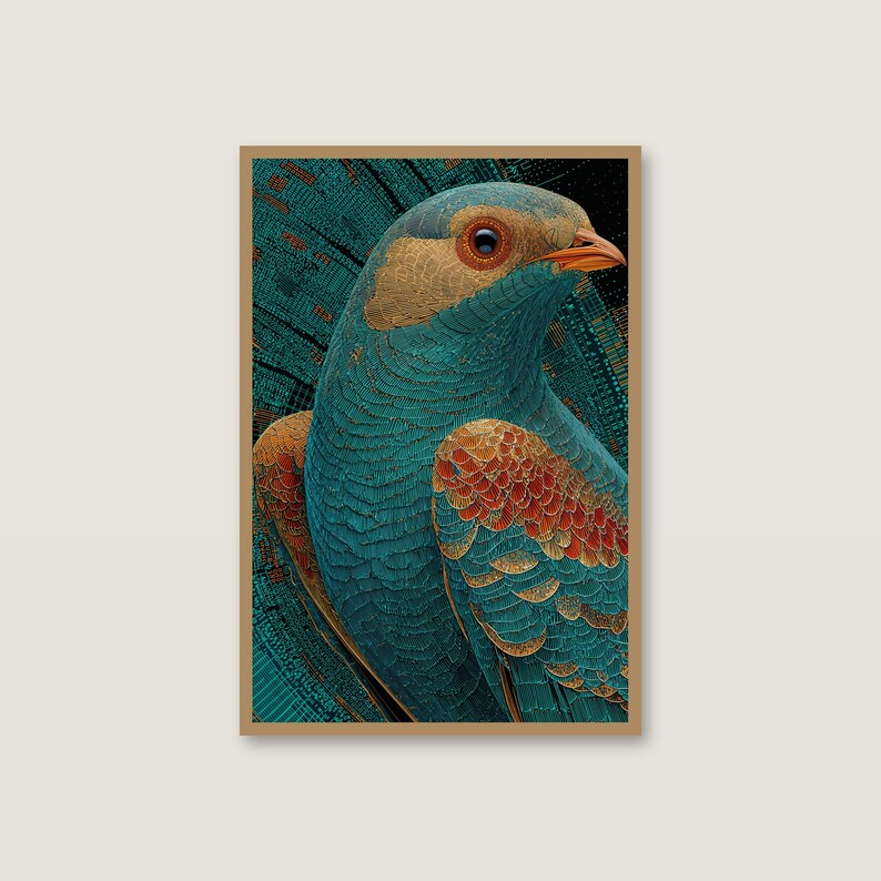 Impression d'art psychédélique ornée d'oiseau | Affiche maximaliste colorée et audacieuse (téléchargement numérique) image 2