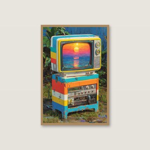 Retro-futuristische stadsgezichten | Synthwave neonkunst aan de muur (digitale download) afbeelding 3