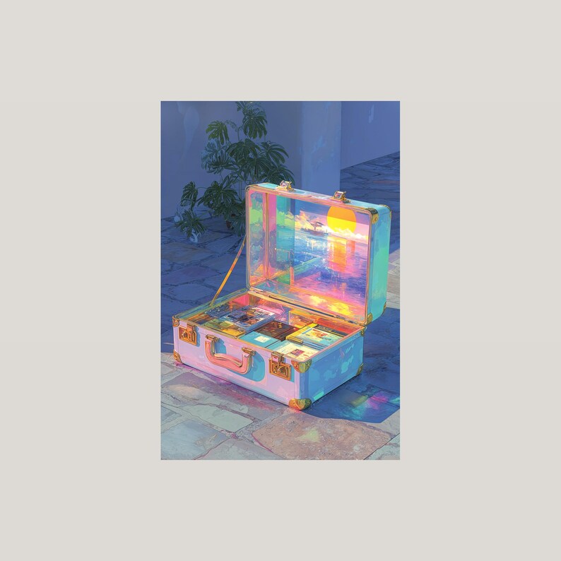 Glowing Suitcase Surreal Art Print | Dreamcore Collage Poster (Digital Download) image 3