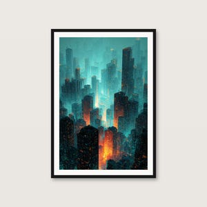 Retro-futuristische stadsgezichten | Synthwave neonkunst aan de muur (digitale download) afbeelding 10