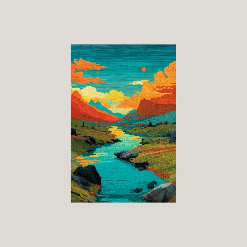 Lámina con paisaje de la costa neón / Arte mural bohemio cósmico y etéreo (descarga digital) imagen 3