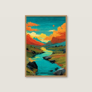 Lámina con paisaje de la costa neón / Arte mural bohemio cósmico y etéreo (descarga digital) imagen 2