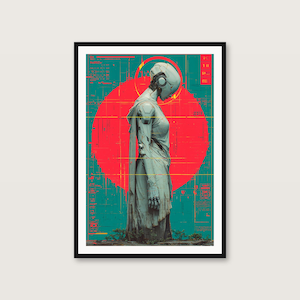 Lámina de estatua retrofuturista / Arte mural synthwave neón cyberpunk (descarga digital) imagen 1