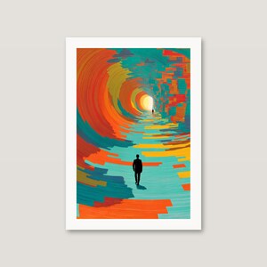 Grafika „Vortex Wanderer” | Kosmiczna surrealistyczna sztuka ścienna, wystrój Boho Gallery (pobranie cyfrowe) zdjęcie 4