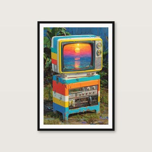 Retro-futuristische stadsgezichten | Synthwave neonkunst aan de muur (digitale download) afbeelding 2