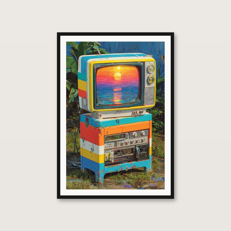 Retro-futuristische stadsgezichten | Synthwave neonkunst aan de muur (digitale download) afbeelding 2