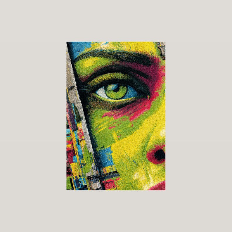 Graffiti oog psychedelische kunstafdruk | Gedurfde maximalist-popposter (digitale download) afbeelding 3