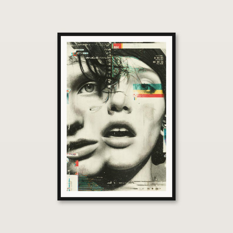 Maximalist Collage Wall Art Set | Panther, Punk Portrait, Neon Botanical Posters (Digital Download) image 2