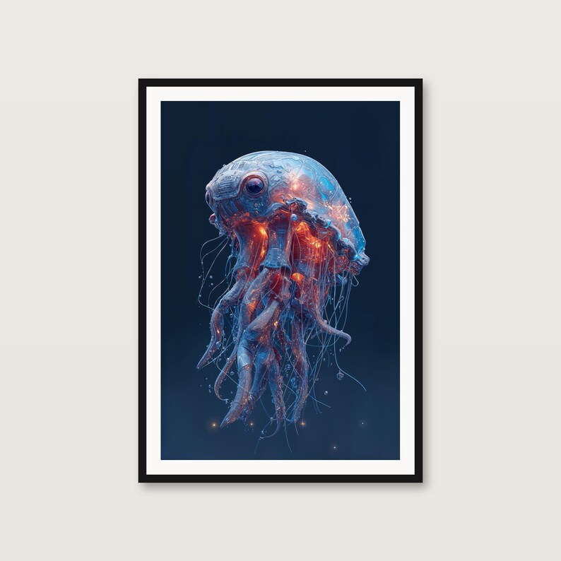Surrealistiska konsttryck med haj, portal och maneter | Drömsk kustgalleriset (digital nedladdning) bild 10