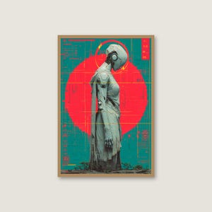 Lámina de estatua retrofuturista / Arte mural synthwave neón cyberpunk (descarga digital) imagen 2