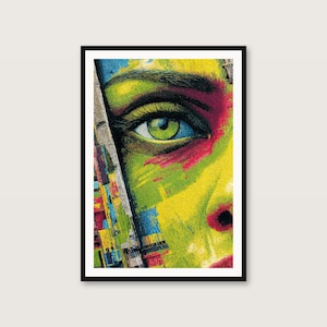 Graffiti oog psychedelische kunstafdruk | Gedurfde maximalist-popposter (digitale download) afbeelding 1