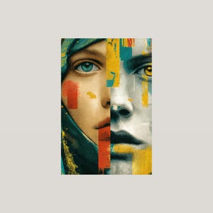 Split Face Psychedelic Art Print | Bold Maximalist Pop Poster (Digital Download) image 3