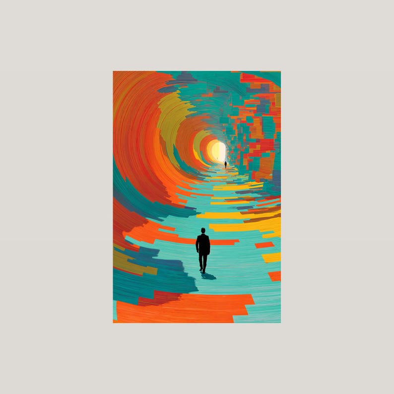 Grafika „Vortex Wanderer” | Kosmiczna surrealistyczna sztuka ścienna, wystrój Boho Gallery (pobranie cyfrowe) zdjęcie 3