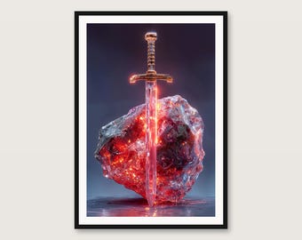 Estampado psicodélico Espada de Cristal / Arte pop maximalista audaz (Descarga digital)