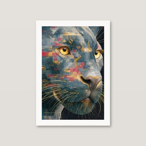 Glitch Panther Kunstdruck | Psychedelisches Großkatzen-Mosaikposter (Digitaler Download) Bild 4
