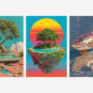 Surreal Collage Wall Art Set | Dreamcore Trippy Maximalist Posters (Digital Download) image 1