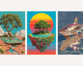 Surreal Collage Wall Art Set | Dreamcore Trippy Maximalist Posters (Digital Download)