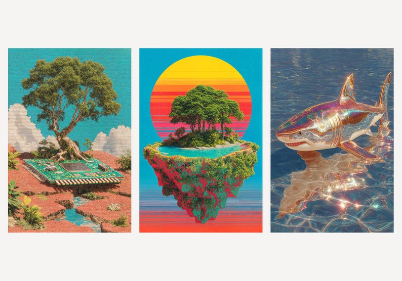 Surreal Collage Wall Art Set | Dreamcore Trippy Maximalist Posters (Digital Download) image 1