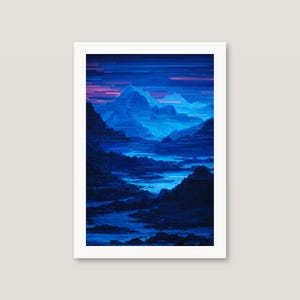 Surrealistische muurdecoratieset | Neonbos, Boho-portret, Glitch-bergen (digitale download) afbeelding 5