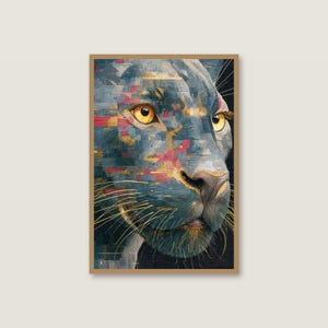 Glitch Panther Kunstdruck | Psychedelisches Großkatzen-Mosaikposter (Digitaler Download) Bild 2