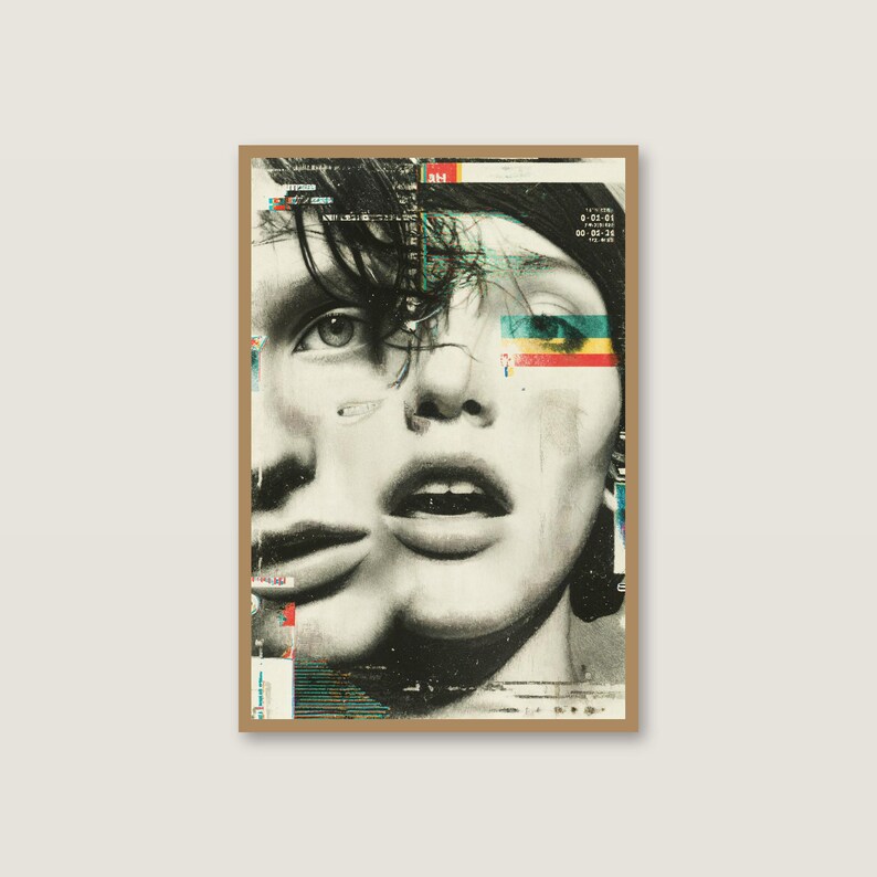 Maximalist Collage Wall Art Set | Panther, Punk Portrait, Neon Botanical Posters (Digital Download) image 3