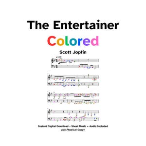 Der Entertainer - Scott Joplin | Farbcode-Klaviermusik Noten + Audio (Digitaler Download)