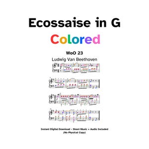 Ecossaise en G - Beethoven | Partitions pour piano avec code couleur + audio (téléchargement numérique)