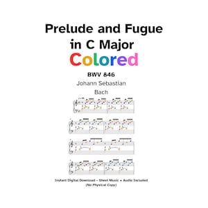 Präludium und Fuge in C BWV 846 - Bach | Farbcode-Klaviermusik Noten + Audio (Digitaler Download)