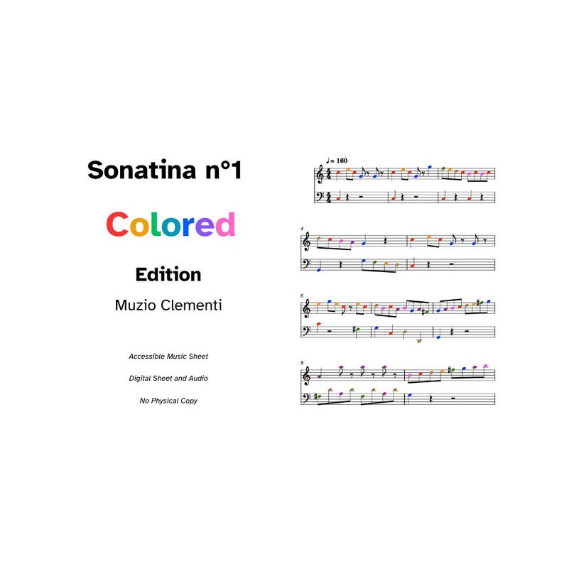 Sonatina No 1 Op 36 - Muzio Clementi | Color-coded Piano Sheet Music ...