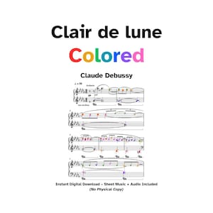 Clair de Lune - Debussy | Partitions pour piano avec code couleur + audio (téléchargement numérique)