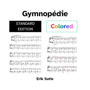 Gymnopedie - Erik Satie | Färgkodade pianonoter + ljud (digital nedladdning)