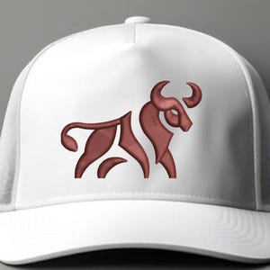 Ricamo 3D a forma di toro imbottito / File di ricamo digitalizzato 3D a forma di pon pon per cappello e berretto (download immediato)