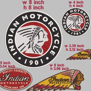 Indian Motorcycle Classic Vintage Embroidery Design | Realistic Fill Stitch (Instant Download)