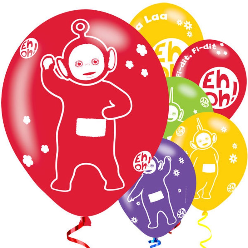 6 x 11/" Teletubbies Printed Birthday Party Decoration Assorted Latex Balloons