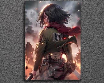 Shingeki no Kyojin Metal Wall Art - Attack on Titan Poster, Mikasa Ackerman
